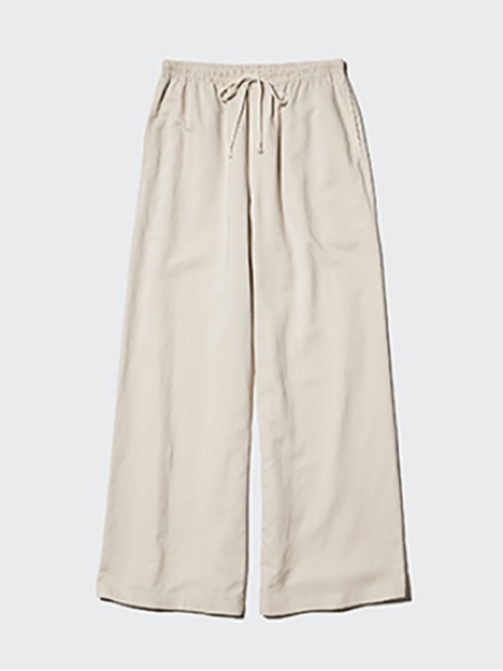NWT UNIQLO Linen Blend Easy Pants Small Natural Beige Wide Leg Drawstring